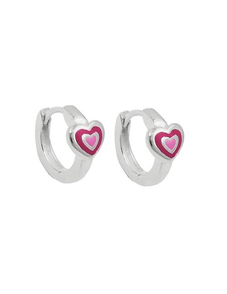 Hoop Örhängen Pink-Laquered Silver 925