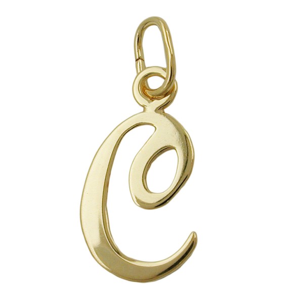 pendant 14x9mm initial letter c shiny 8k gold