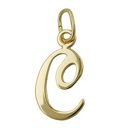 pendant 14x9mm initial letter c shiny 8k gold