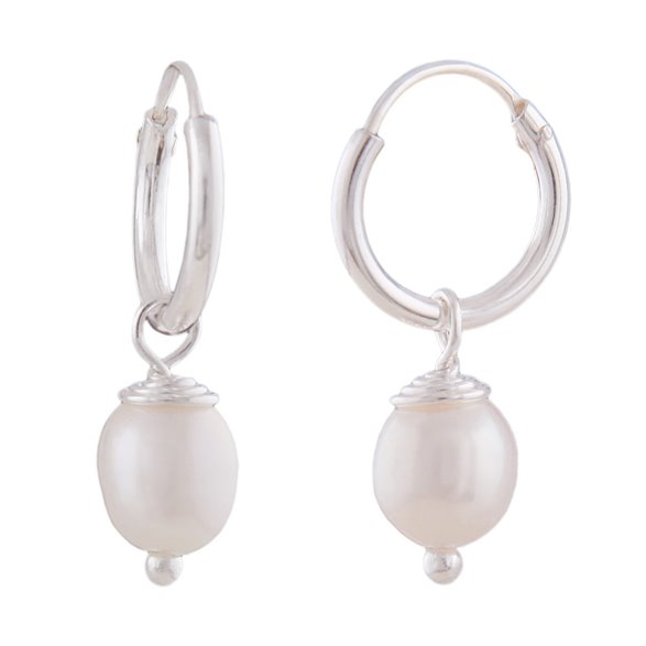 Hoop Örhängen With Pearl Silver 925