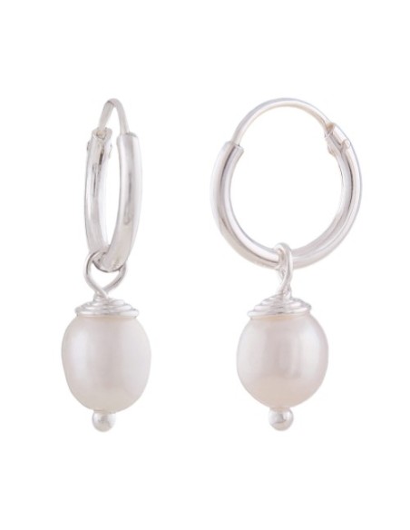Hoop Örhängen With Pearl Silver 925
