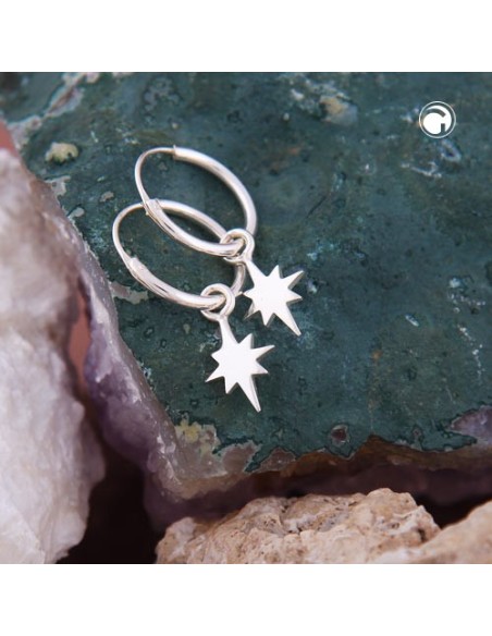 Hoop Örhängen With Star Silver 925