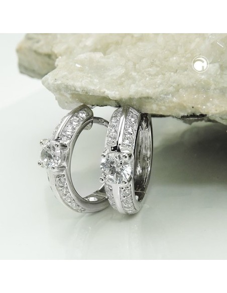 Hoop Örhängen Zirconia-White Silver 925