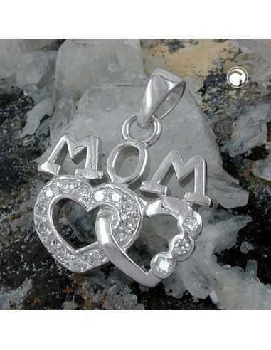 Hängsmycke 'Mom' Two Hearts Zirkonia Silver 925