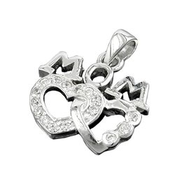 Hängsmycke 'Mom' Two Hearts Zirkonia Silver 925