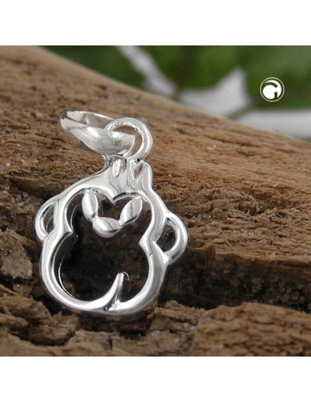Hängsmycke 10mm Stylized Monkey Head Silver 925