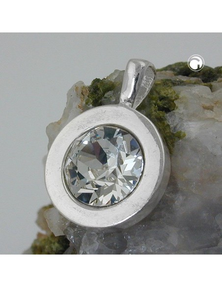 Hängsmycke 11mm White Glas Stone Silver 925