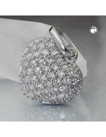 Hängsmycke 12x13mm Heart With Zirconias Silver 925