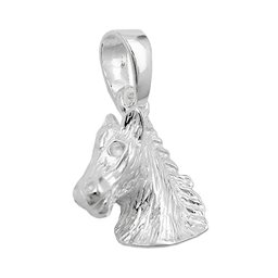 Hängsmycke 12x15mm Horse Head Shiny Solid Silver 925