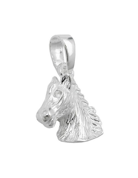 Hängsmycke 12x15mm Horse Head Shiny Solid Silver 925