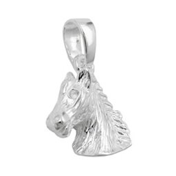 Hängsmycke 12x15mm Horse Head Shiny Solid Silver 925