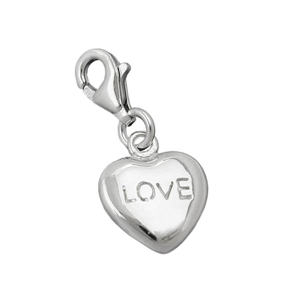Hängsmycke 13x11mm Berlock Heart Love Shiny Rhodium Plated Silver 925
