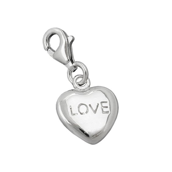 Hängsmycke 13x11mm Berlock Heart Love Shiny Rhodium Plated Silver 925