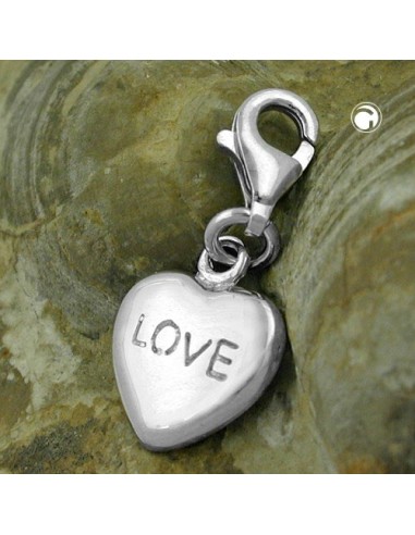 Hängsmycke 13x11mm Berlock Heart Love Shiny Rhodium Plated Silver 925
