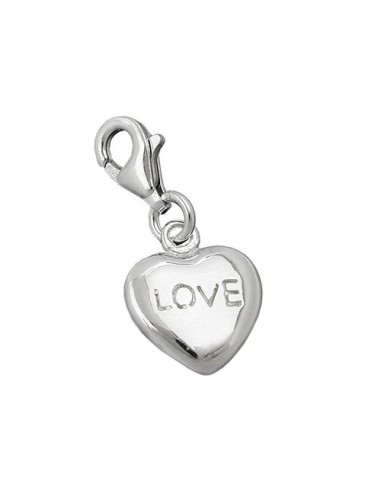 Hängsmycke 13x11mm Berlock Heart Love Shiny Rhodium Plated Silver 925