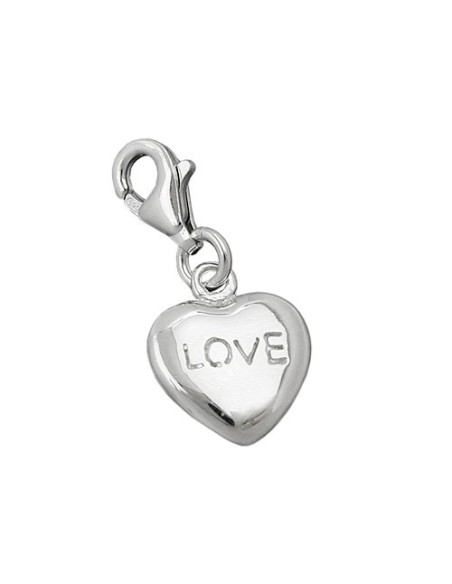 Hängsmycke 13x11mm Berlock Heart Love Shiny Rhodium Plated Silver 925
