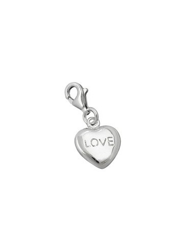 Hängsmycke 13x11mm Berlock Heart Love Shiny Rhodium Plated Silver 925