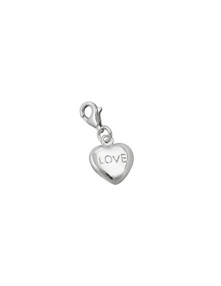 Hängsmycke 13x11mm Berlock Heart Love Shiny Rhodium Plated Silver 925