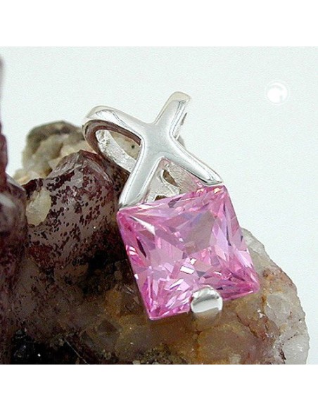 Hängsmycke 13x6mm Zirconia Pink Silver 925