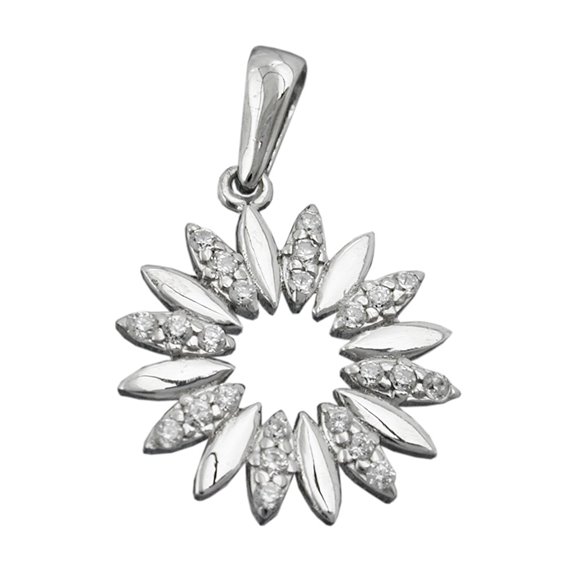 Hängsmycke 14mm Flower With Zirconias Silver 925