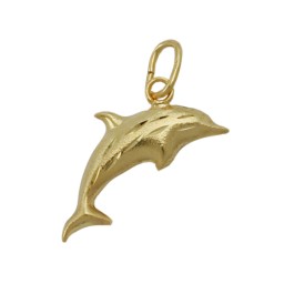 pendant dophin with diamond cut 8k gold