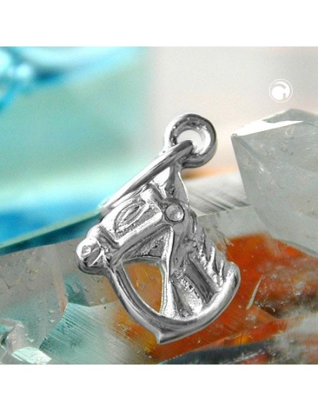 Hängsmycke 14x10mm Horse Head With Halter Shiny Silver 925