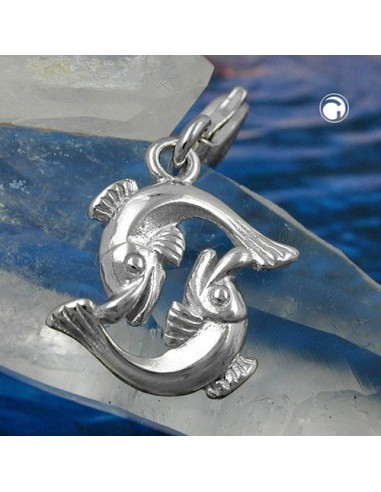 Hängsmycke 14x14mm Berlock Fish Shiny Rhodium Plated Silver 925
