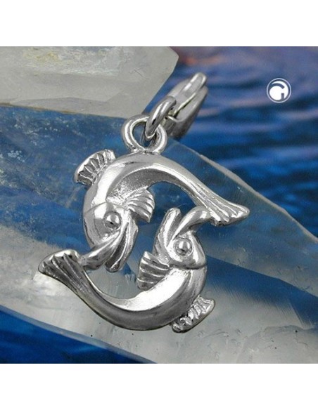 Hängsmycke 14x14mm Berlock Fish Shiny Rhodium Plated Silver 925