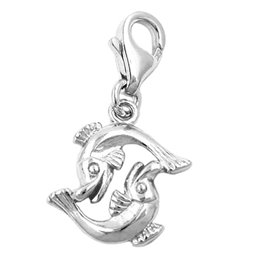 Hängsmycke 14x14mm Berlock Fish Shiny Rhodium Plated Silver 925