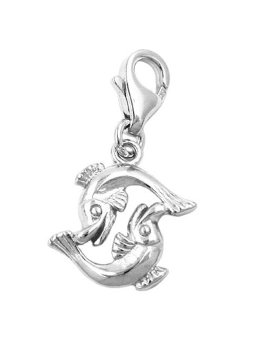 Hängsmycke 14x14mm Berlock Fish Shiny Rhodium Plated Silver 925