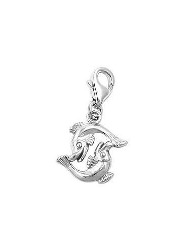Hängsmycke 14x14mm Berlock Fish Shiny Rhodium Plated Silver 925