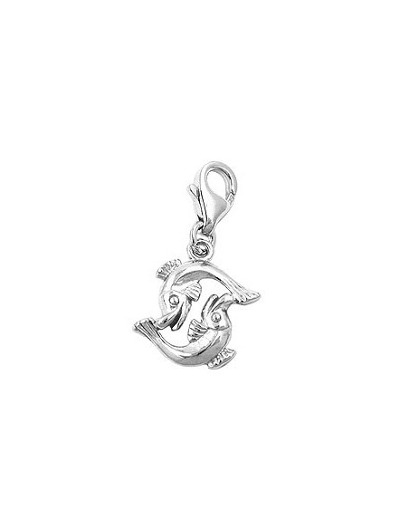 Hängsmycke 14x14mm Berlock Fish Shiny Rhodium Plated Silver 925