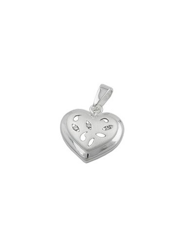 Hängsmycke 14x14mm Heart With 3 Zirconias Matt Shiny Silver 925