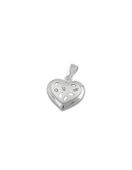 Hängsmycke 14x14mm Heart With 3 Zirconias Matt Shiny Silver 925
