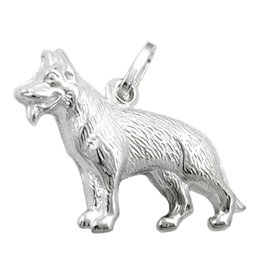 Hängsmycke 14x20mm Shepherd Dog Shiny Silver 925