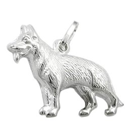 Hängsmycke 14x20mm Shepherd Dog Shiny Silver 925