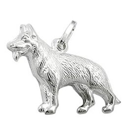 Hängsmycke 14x20mm Shepherd Dog Shiny Silver 925