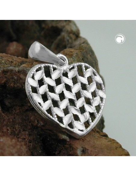 Hängsmycke 15x15mm Heart Shiny Diamond Cut Silver 925