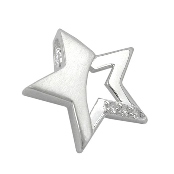 Hängsmycke 15x16mm Star With Zirconias Matt Shiny Silver 925