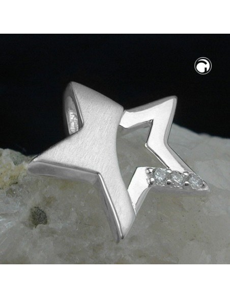 Hängsmycke 15x16mm Star With Zirconias Matt Shiny Silver 925