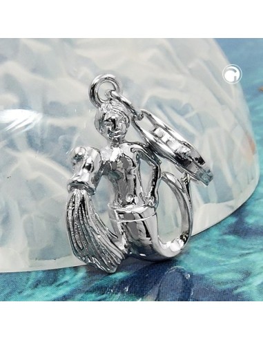 Hängsmycke 16x12mm Berlock Aquarius Shiny Rhodium Plated Silver 925