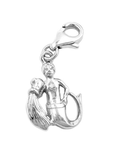 Hängsmycke 16x12mm Berlock Aquarius Shiny Rhodium Plated Silver 925