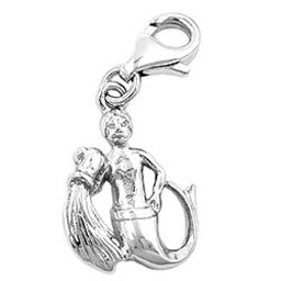 Hängsmycke 16x12mm Berlock Aquarius Shiny Rhodium Plated Silver 925