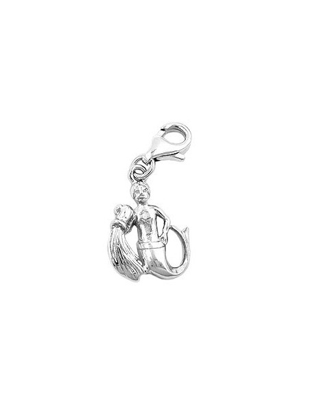 Hängsmycke 16x12mm Berlock Aquarius Shiny Rhodium Plated Silver 925