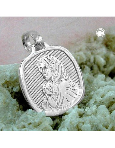 Hängsmycke 16x15mm Mother Mary With Child Shiny Silver 925
