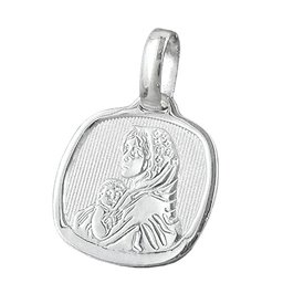 Hängsmycke 16x15mm Mother Mary With Child Shiny Silver 925