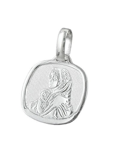 Hängsmycke 16x15mm Mother Mary With Child Shiny Silver 925