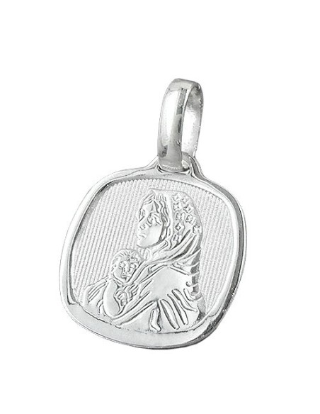 Hängsmycke 16x15mm Mother Mary With Child Shiny Silver 925