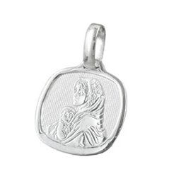 Hängsmycke 16x15mm Mother Mary With Child Shiny Silver 925