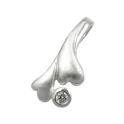 Hängsmycke 16x7mm Leaf-Like With Zirconia Matted Silver 925